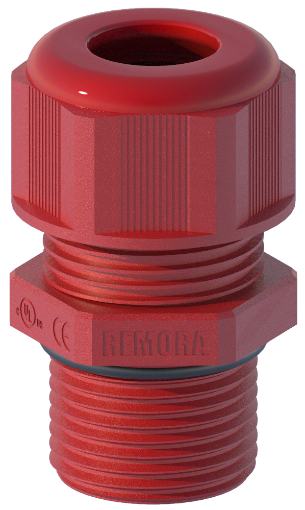 M20L IP68 Metric Nylon Long Thread Cable Gland + O Ring + L/N Red