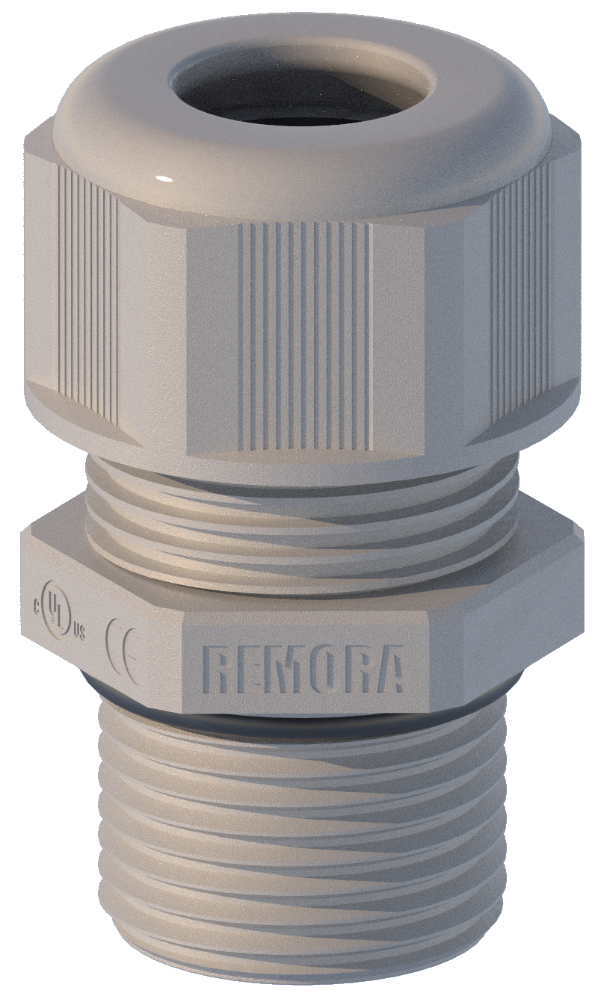 M63 IP68 Metric Nylon Long Thread Cable Gland + O Ring + L/N Grey